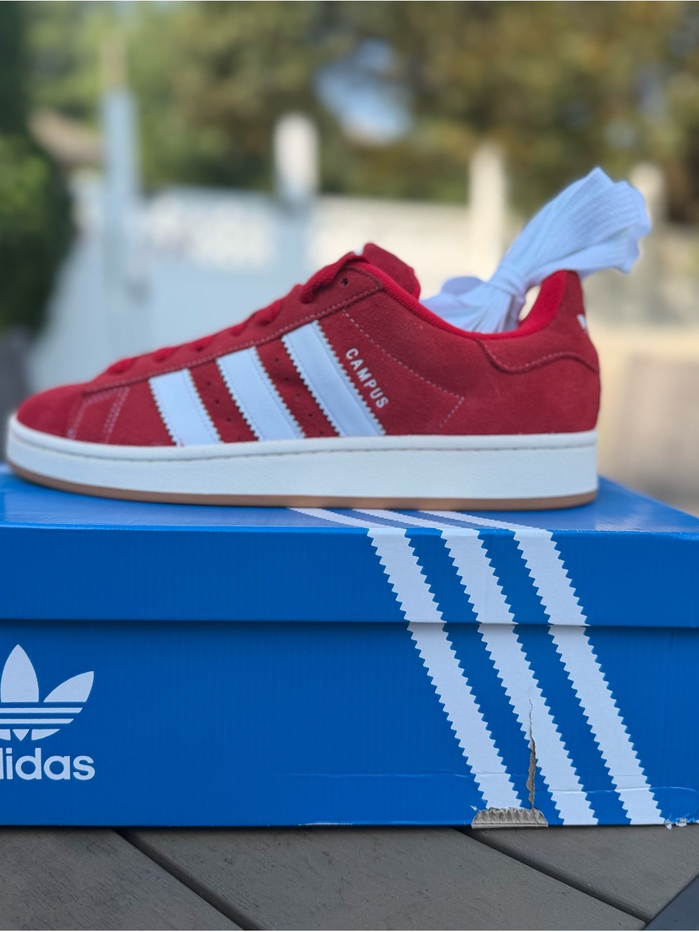 adidas Mens Campus Suede Sneakers in Red and White